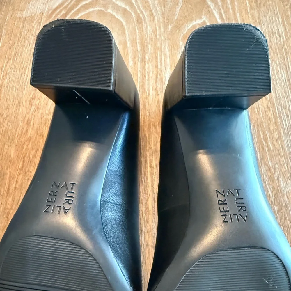 NATURALIZER “Karina” Black Leather Square Toe Block Heel‎ Pumps Women’s Size 7.5